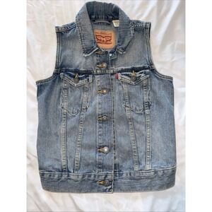 Levi's  Levi Jean Denim Vest Women Light Blue XS 100% Cotton Sleeveless